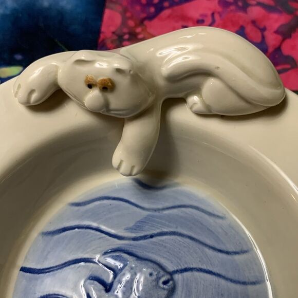 Fitz & Floyd “Cat-Fish” Cat & Fish Sculpture Ceramic Dish Vintage Home Decor - Picture 3 of 8